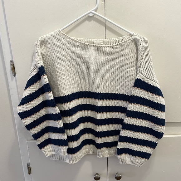 Babaa Sweaters - Babaa Navy and Cream Striped Sweater